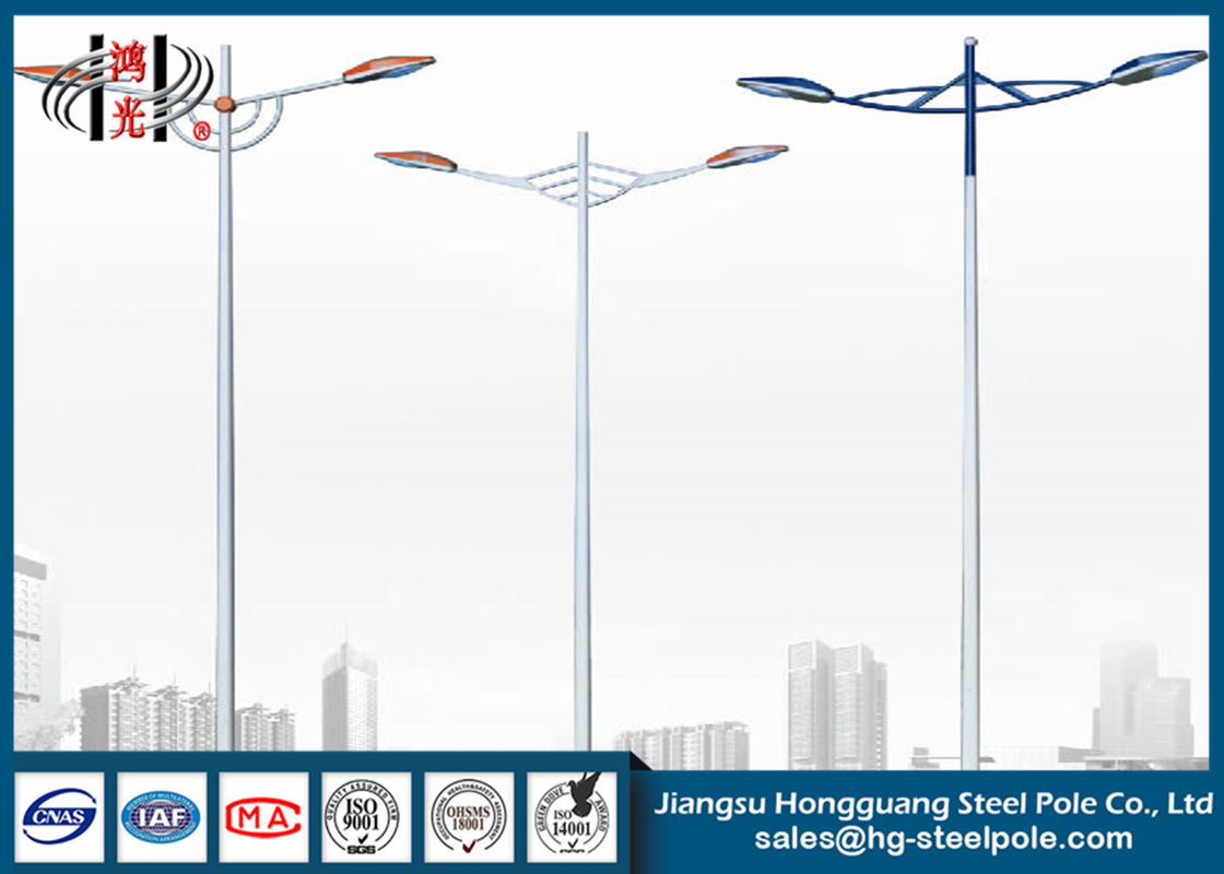 9m Double Arms Outdoor Street Lamp Post With Hot Dip Galvanized Details