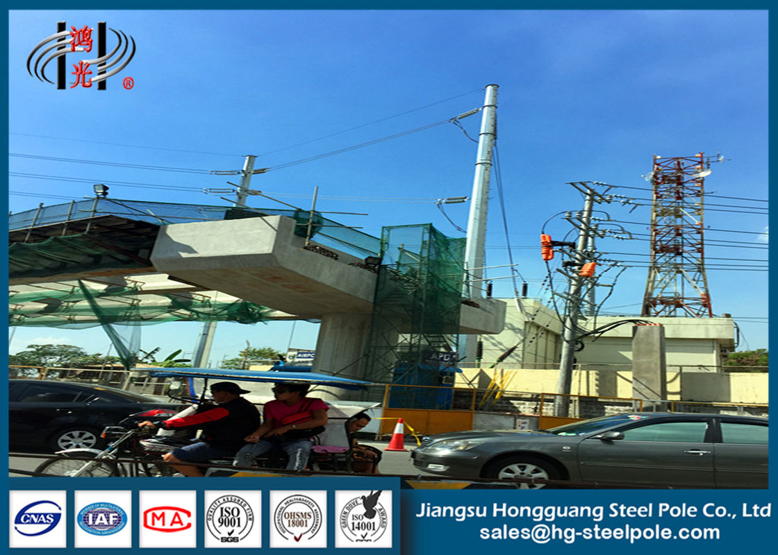 110KV Q235 Octagonal Stainless Electric Monopole Cell Tower , Commercial Light Poles