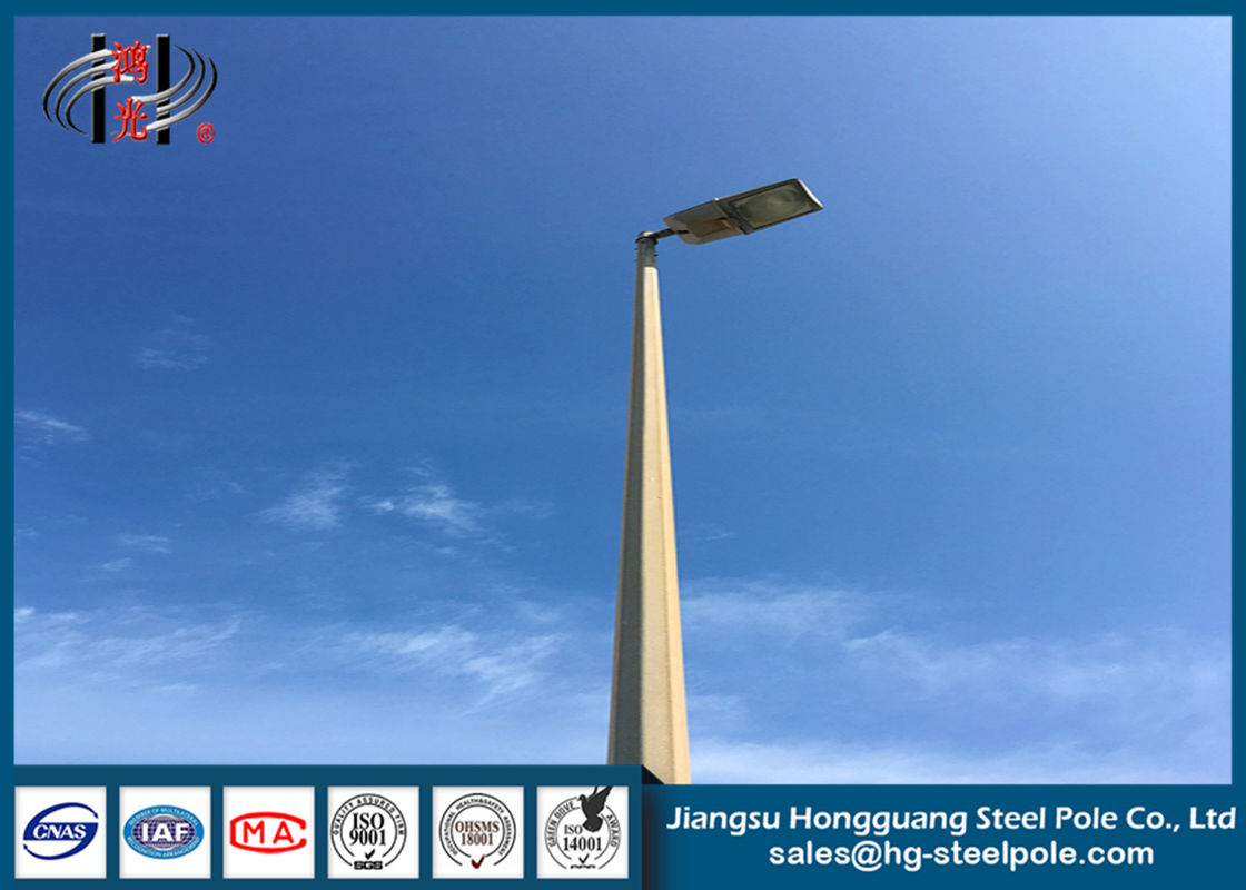 18m Galvanized Steel High Mast Polygonal Shape Steel Utility Poles For Parking Lot