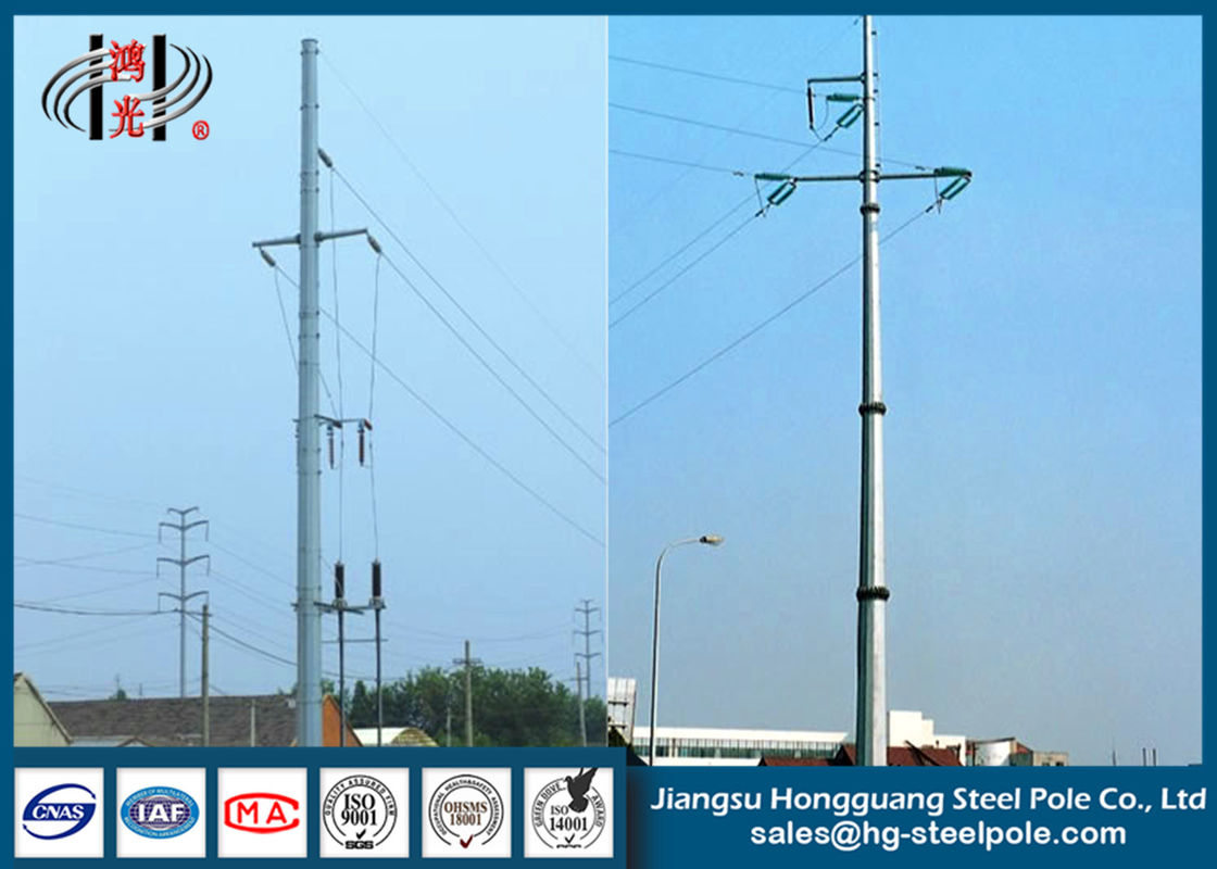 Distribution Line Electric Galvanized Steel Power Pole / Power Transmission Poles Anti Rust