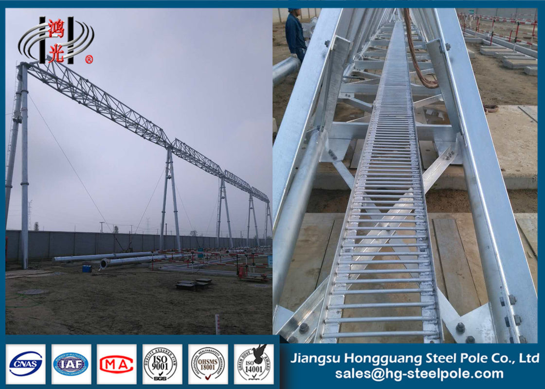750KV Substation Steel Structures Conical , Round Q345 Hot Dip Galvanized