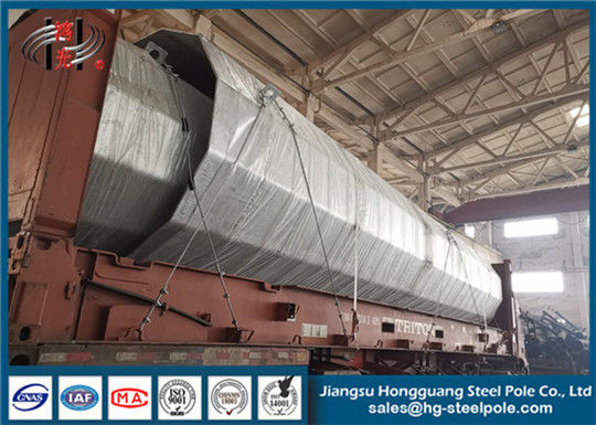 Q235 Q345 Steel Octagonal Conical Power Transmission Poles With Climbing Rung