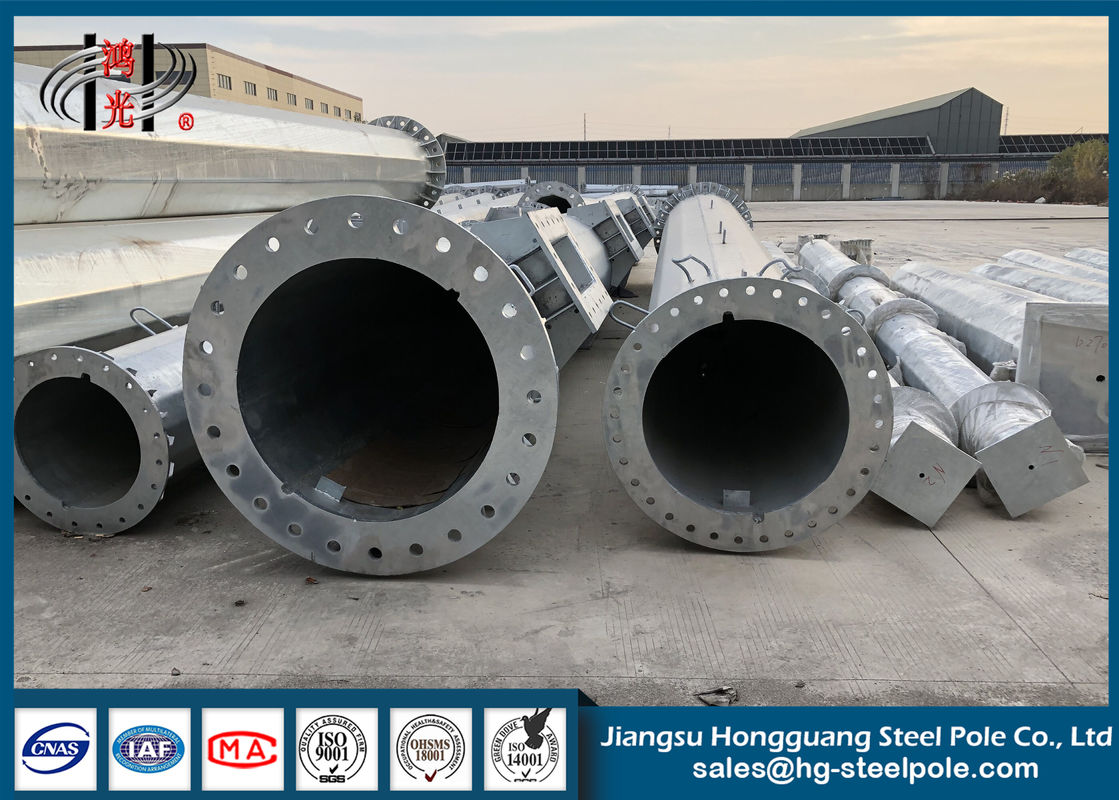 Hot Roll Galvanized Hexagon Steel Tubular Pole For Electricity Distribution