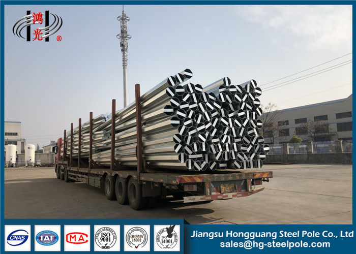 Polygonal Transmission Steel Pole / Steel Power Pole For Overhead Transmission Line