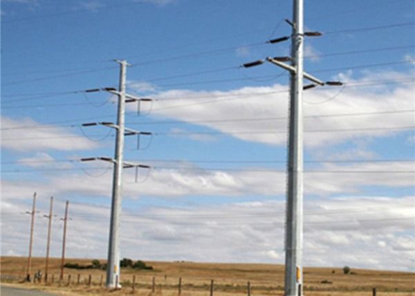 220KV Overhead Transmission Metal Steel Utility Poles 16 meters without joint