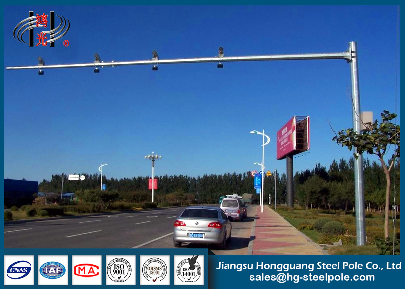 ODM / OEM Multi sides CCTV Camera Pole with Powder Coated Q235