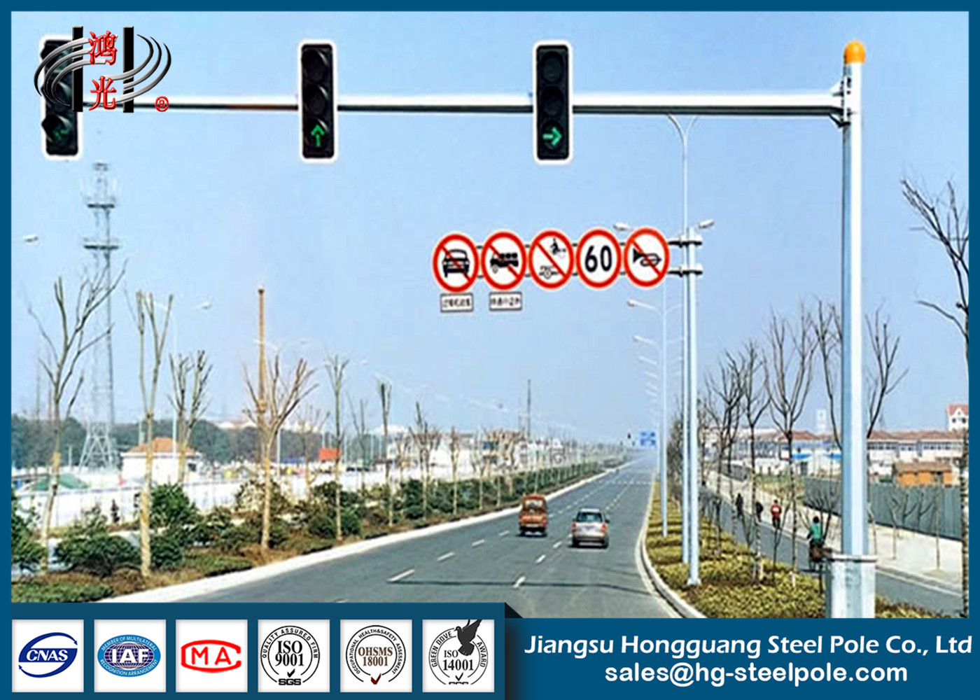 Traffic Lighting Steel Tubular Pole with Single Arm for Traffic Industry