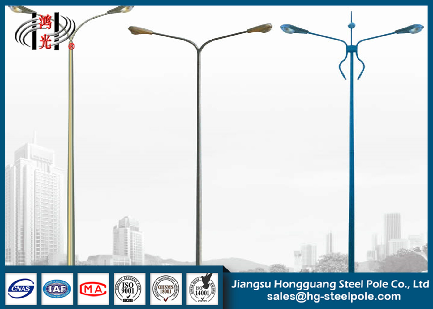 Double Arms Polygonal Aluminum Street Light Poles For Road Lighting