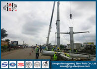 High Voltage Octagon Steel Tubing Galvanized Steel Pole , Steel Transmission Poles