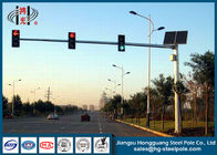 Solar Panel Red Green Automated Traffic Light Pole Q345 For Pedestrian crossing