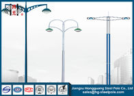 Double Arms Q235 10 Meters Street Light Poles  Steel Conical With Solar Pannel