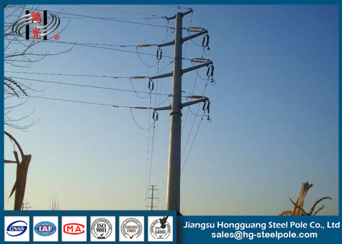 Customized Galvanised Steel Pole , High Voltage Power Distribution Poles