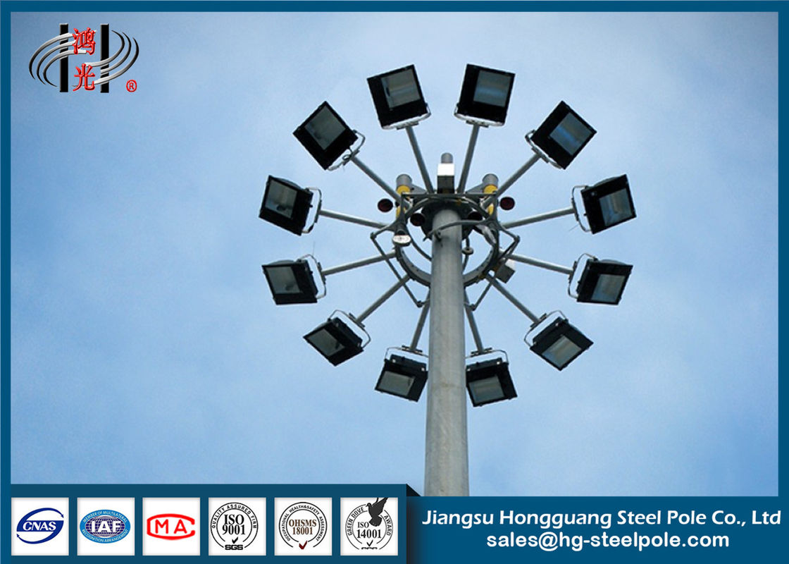 Q235 Anticorrosive Conical Flood Lighting Pole High Mast with Lifting System