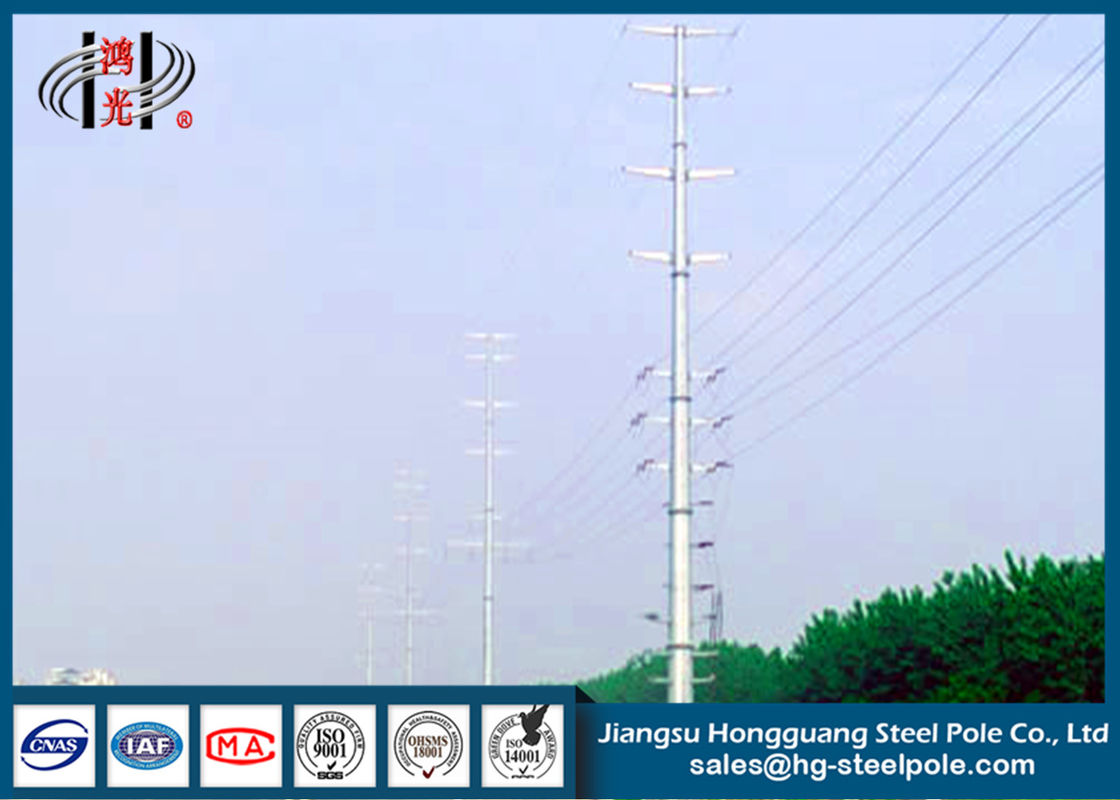Customized Steel Transmission Poles , Octagon Steel Tubing Galvanized Steel Pole