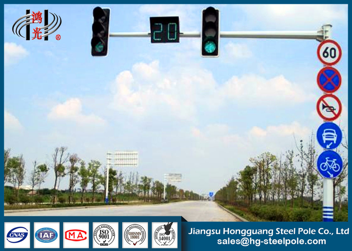 Road Crossing Hot Dip Galvanized Traffic Light Pole with Traffic Sign