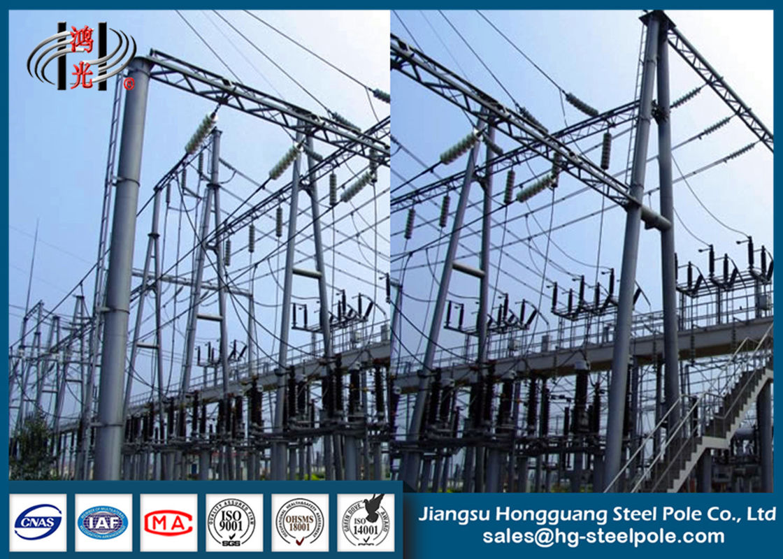 Q235 Steel Electric Transmission Tower Anti - Rust For Substation , 10~500KV