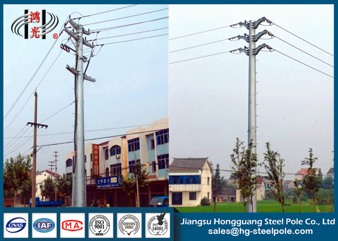 Single / Double Circuit Angle Type Electrical Power Pole 10KV Telecommunication Pole
