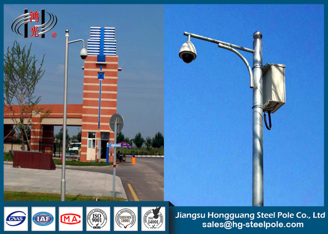 Q235 CCTV Camera Pole With Hot Dip Galvanized / Powder Coated / Painting Craft