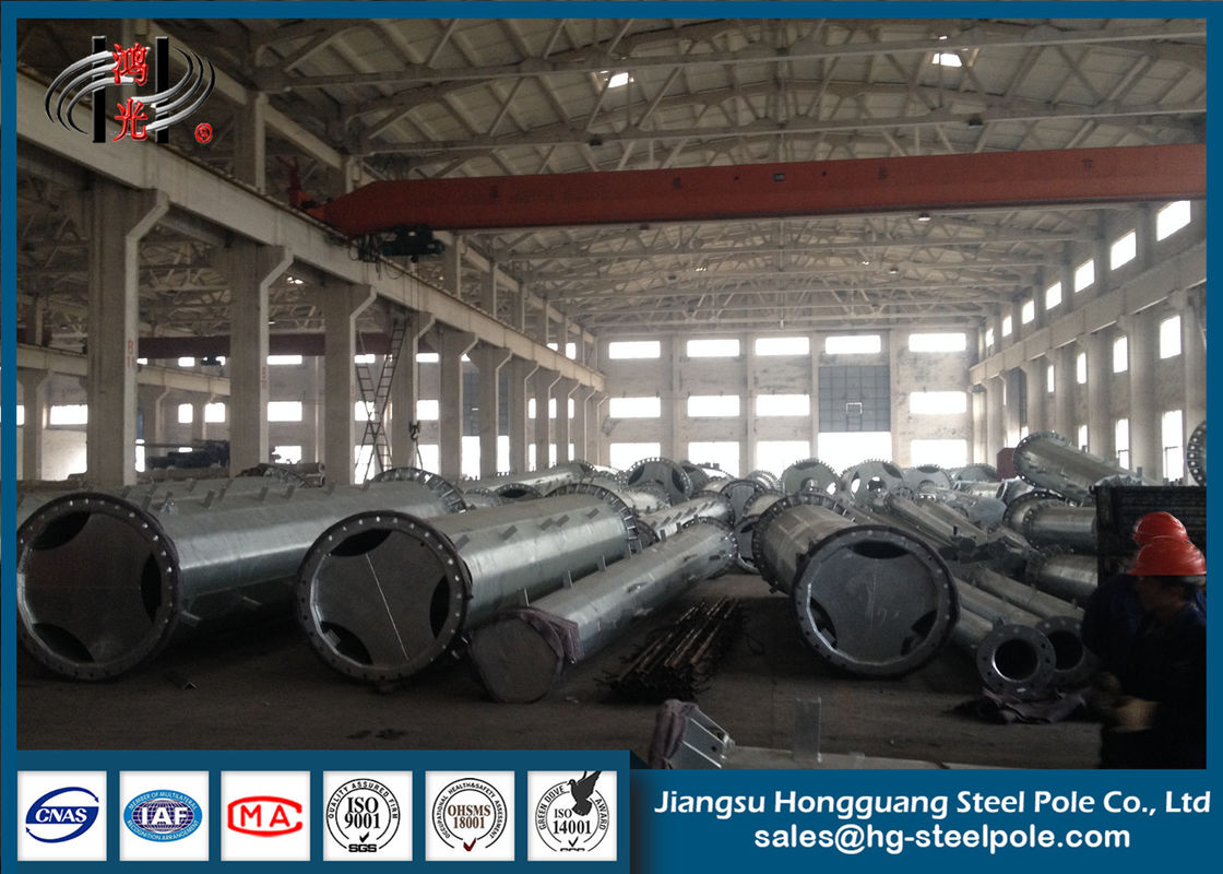 Q235 Anticorrosive Steel Conical Transmission Line Poles With ASTM A123