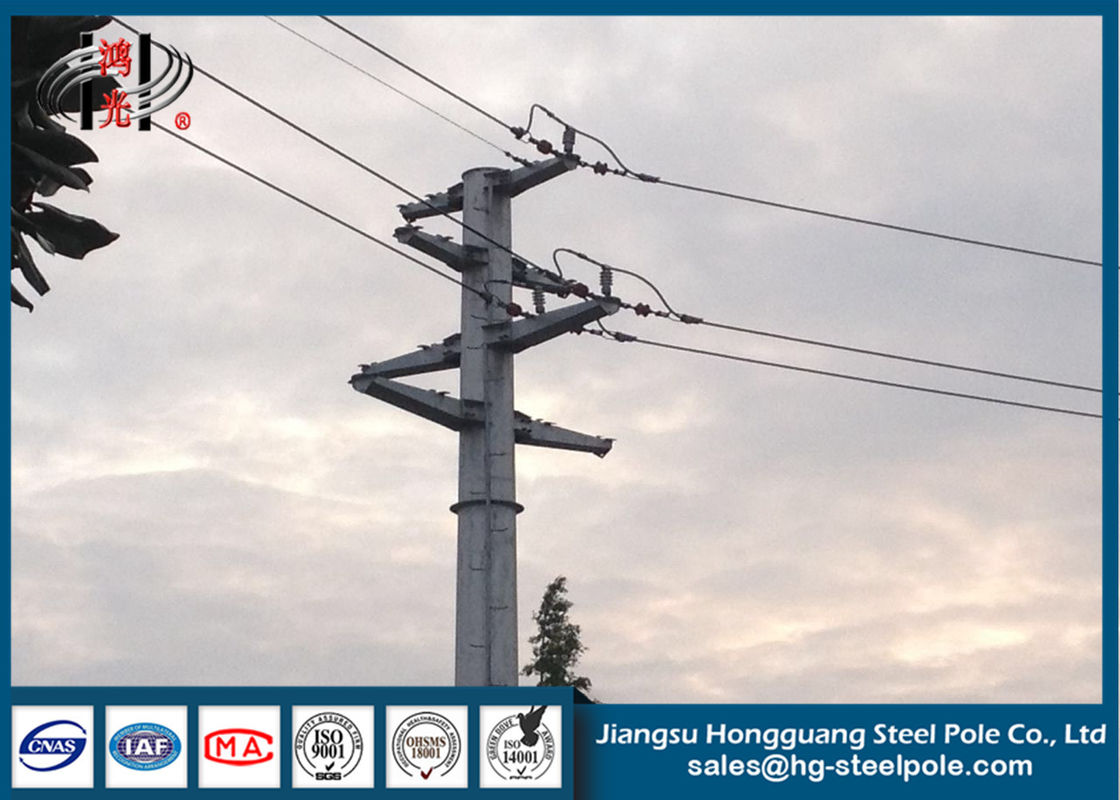 Electrical Power Transmission Steel Utility Poles With Conical Round 