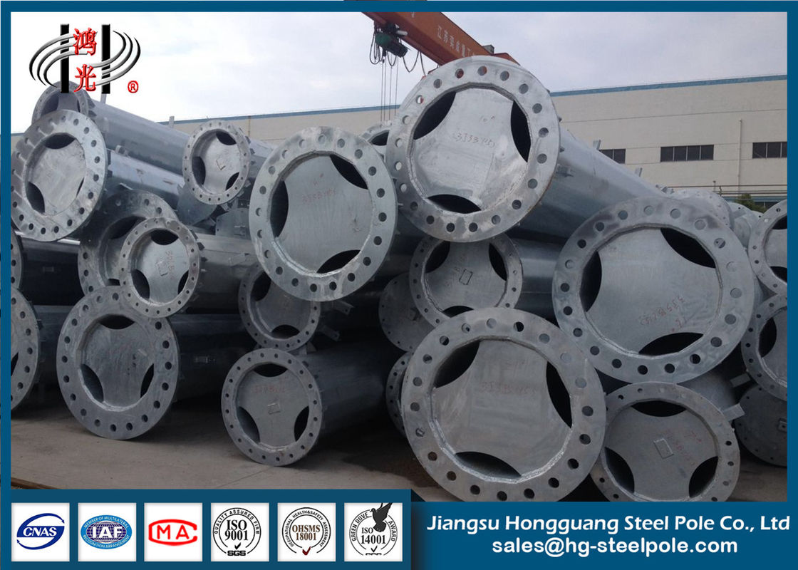 Galvanized Polygonal Electrical Power Transmission Poles with Climbing Rung