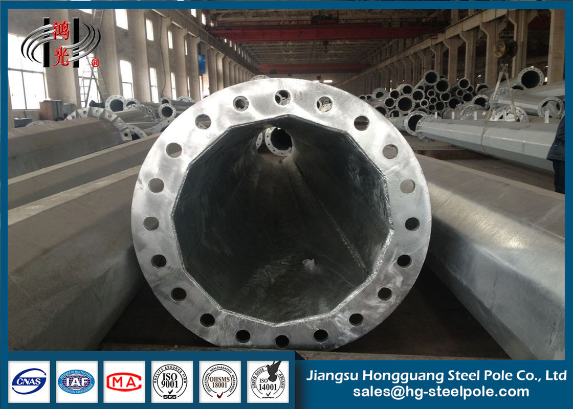 HDG Q235 Circular Steel Utility Poles for Electrical Distribution Line ISO / CNAS / CA