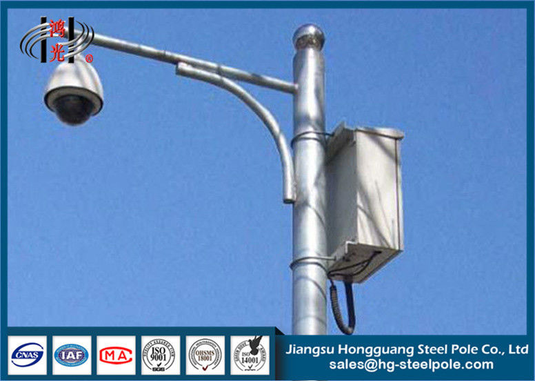 Road Street Cctv Camera Pole , Traffic Light Steel Hot Dip Galvanized Pole