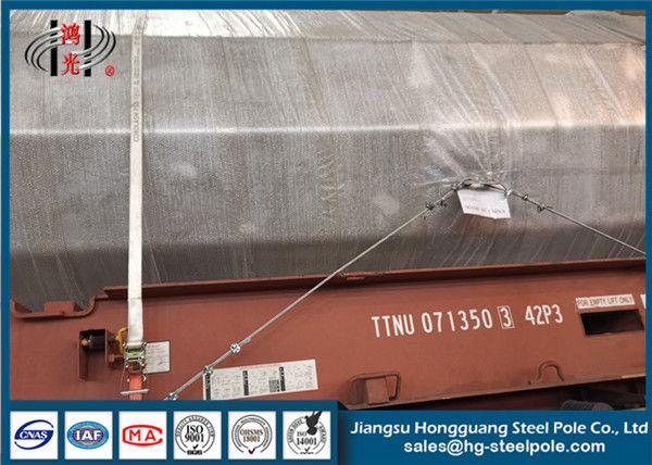 Galvanized Steel Electric Pole , Transmission Steel Post Q355 With Welded Type