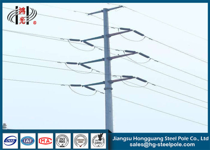 High Voltage 220KV Galvanised Electric Power Pole For Transmission Line Project