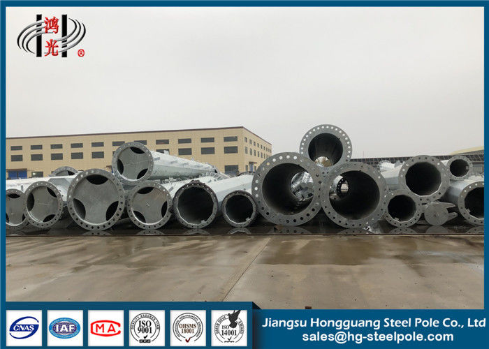 Flange Connected Electrical  Steel Power Pole / OEM Power Distribution Poles