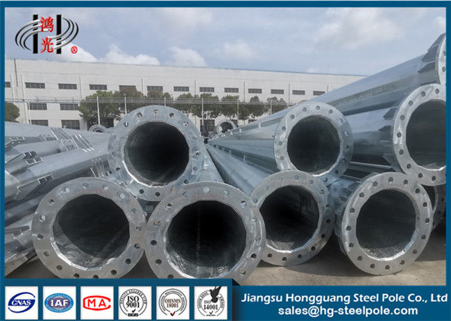 20m Customized Electric Galvanized Steel Pole Flange Connection  ISO 9001 Standard