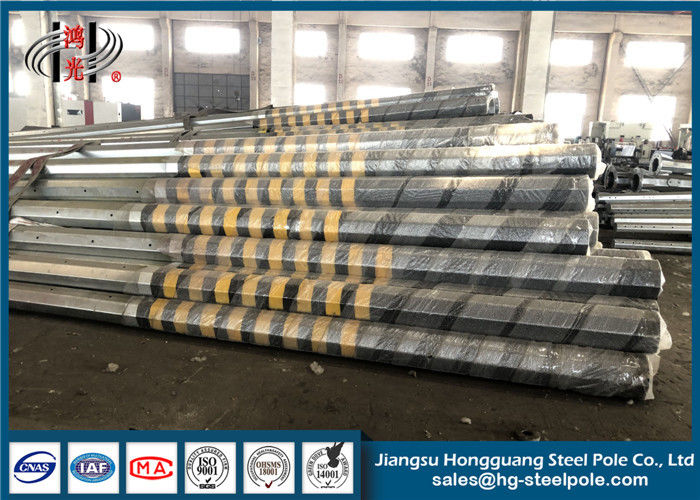 Galvanized Steel Transmission Poles / Tapered Steel Pole 7~30mm Thickness
