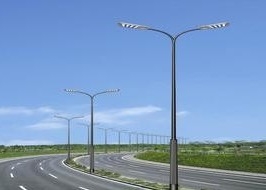 Height 8M Electrical Galvanized Street Lighting Pole With LED Lamp For Outdoor Lighting
