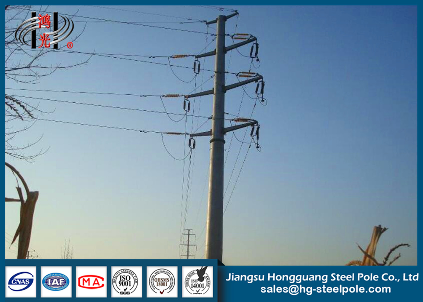 110KV Steel Tubular Pole , Double Circuit Transmission Line Electric Poles