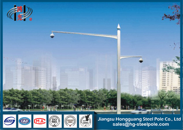 Double Arms Camera Mounting Post Traffic Monitoring Galvanised Steel Pole