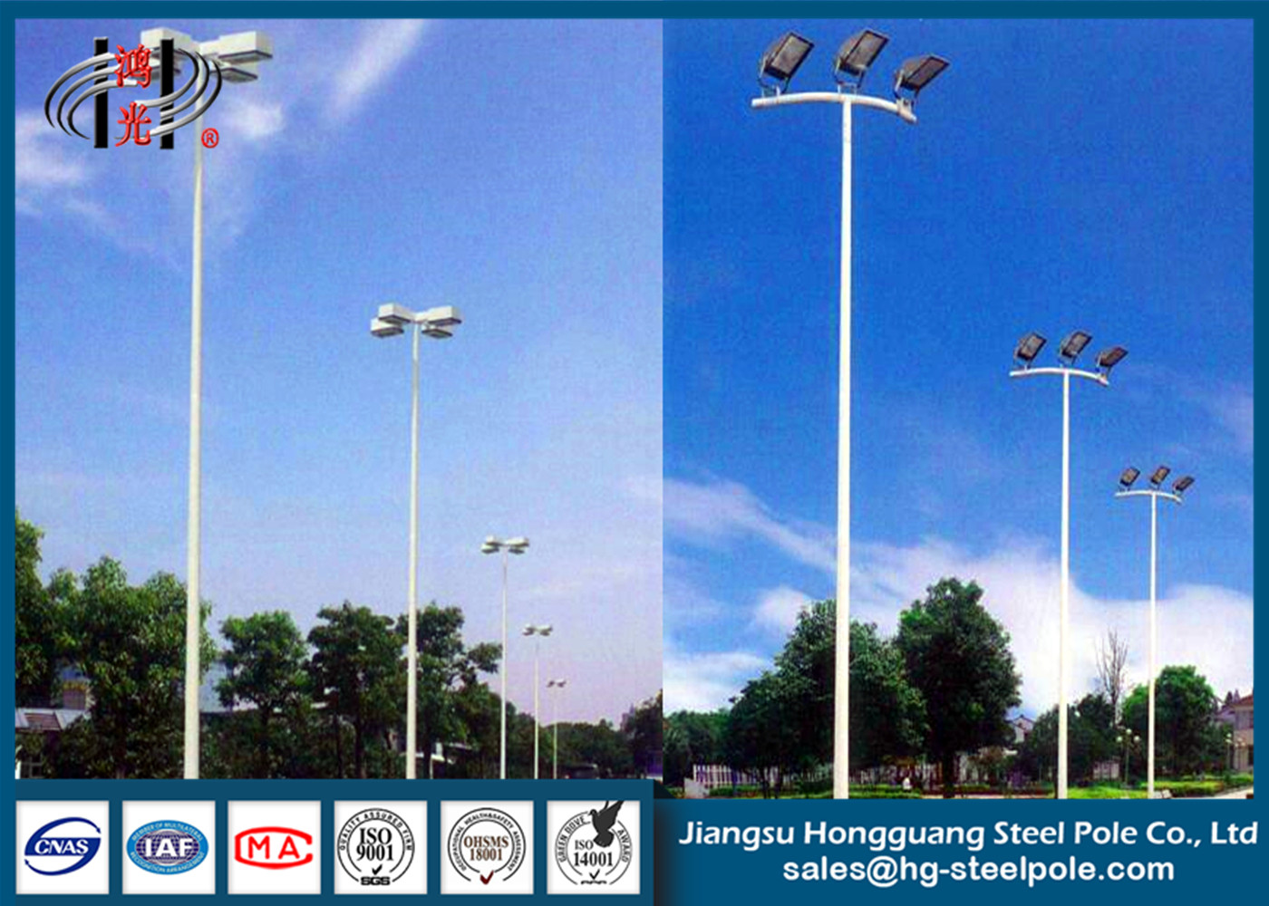 Weather Resistance Outdoor Steel Tubular Floodlight Pole for Parking