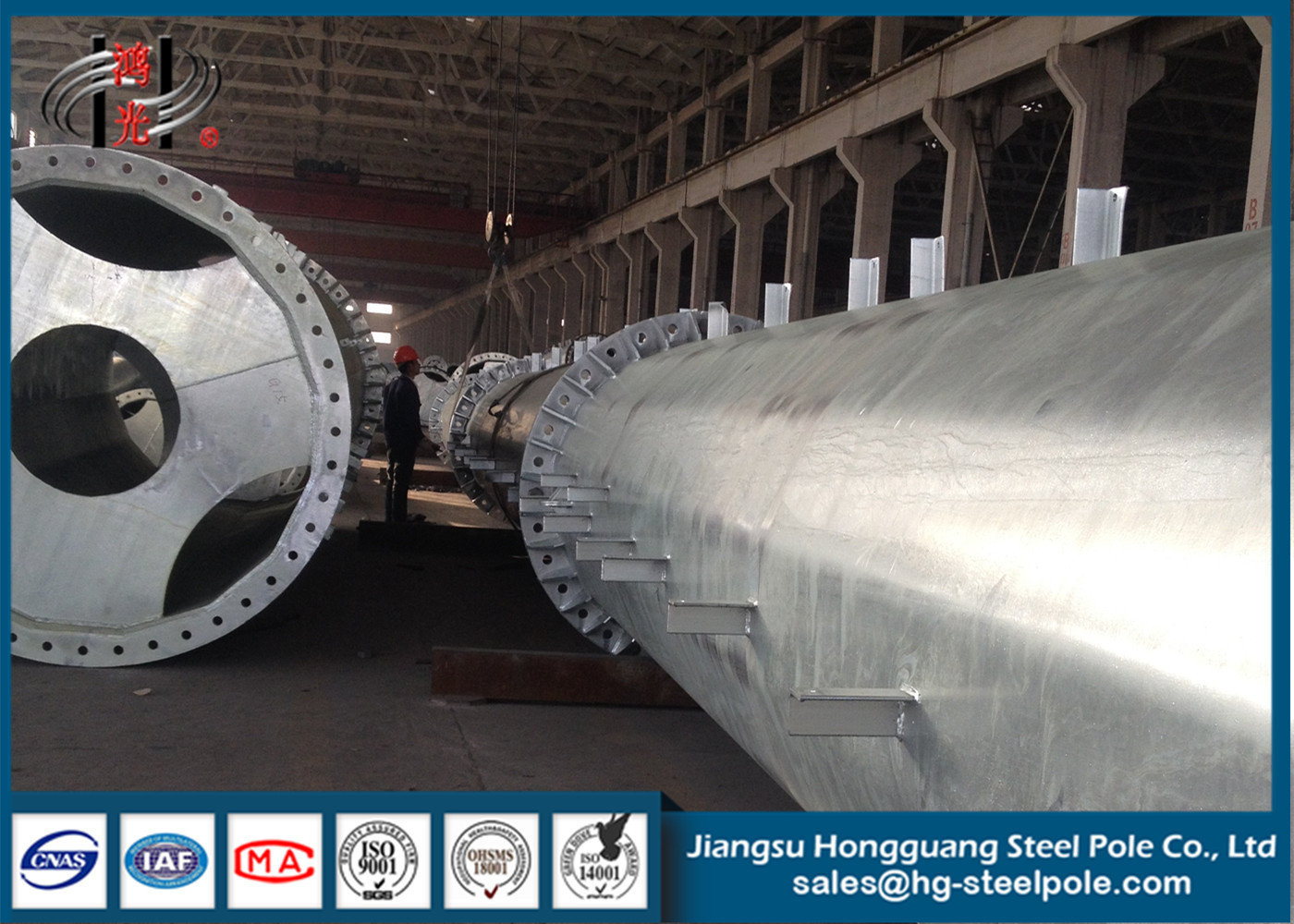 Flange Connection Type Steel Electrical Power Pole Q235 Transmission ...