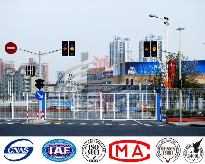 Powder Coated Double Arms Traffic Sign Poles , Traffic Sign Posts